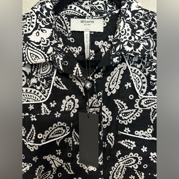 NWT | One Teaspoon Hand Batik Paisley Western Shirt - Black 100% Cotton - Picture 9 of 12